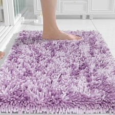 Chenille Bathroom Rugs Non Slip Thick Absorbent Quick Dry Lilac 24x17 Inch