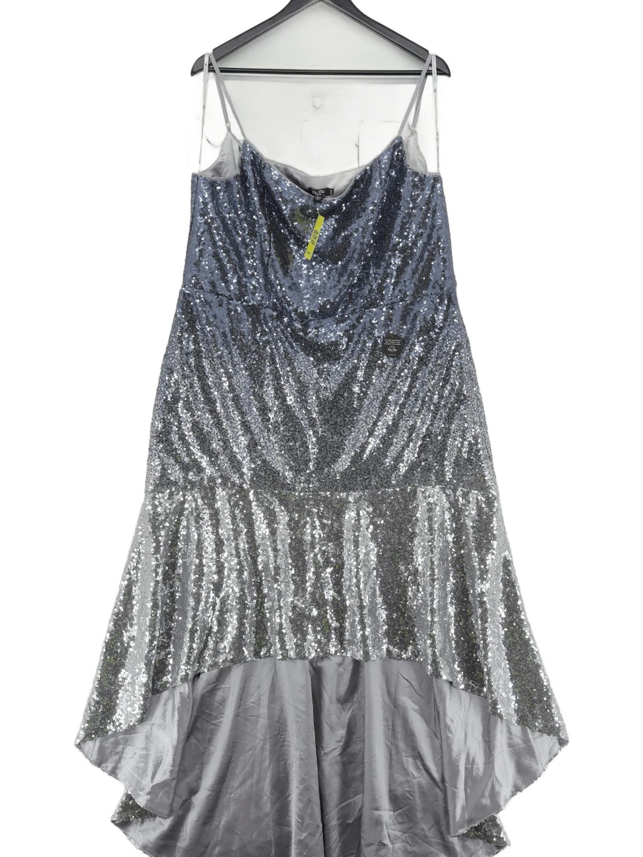 chi chi london silver dress Chi Chi London Women's One Shoulder Printed Glitter Midi Dress in Silver