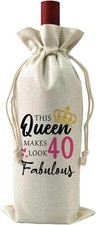VELENTI 40th Birthday Gifts for Women - Decorative Wine Bag Gift with Witty... 