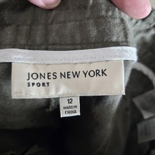 Jones New York Sport Women s Solid Green Crop Pants Linen Pockets 12