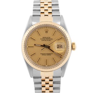 Rolex DateJust CHAMPAGNE Two-Tone 18K Yellow Gold Steel 36mm 16013 Watch