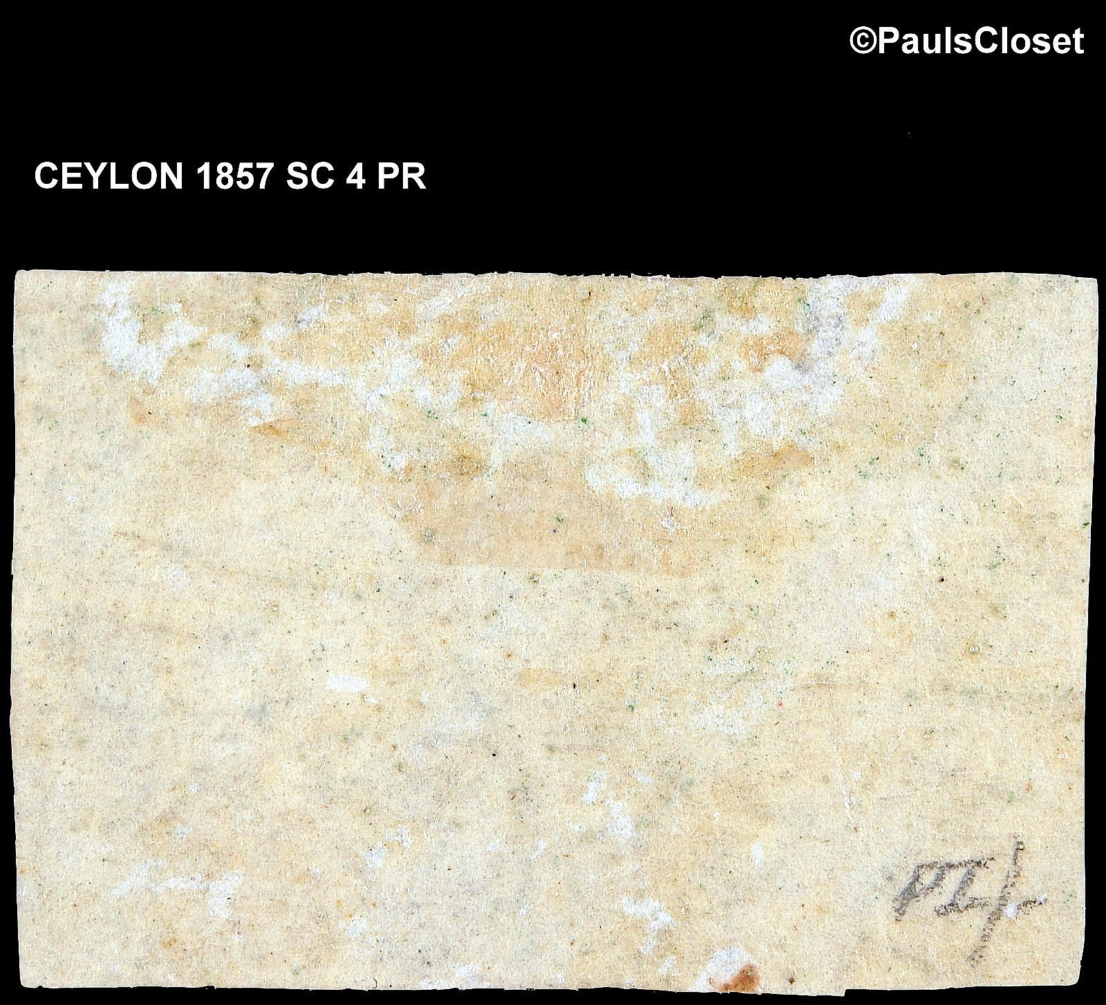 CEYLON 1862 SC 4 QUEEN VICTORIA GREEN 2p PAIR MHR IMPERF WM 6 FINE