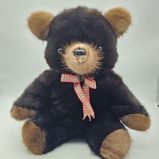 Luxury Mink Fur Natural Mahogany Brown  Demi Buff 14" Teddy Bear USA Mrsp 575