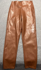 OLD NAVY Womens Pants 6 BROWN EXTRA HIGH-WAISTED FAUX LEATHER NWT Zipper Ankles