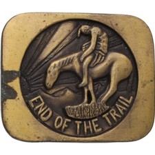 End Trail Native American Indian Warrior Chief 4 1970s Vintage Belt Buckle