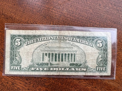 1963 Five Dollar Bill Legal Tender United States RED SEAL - Picture 5 of 8