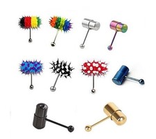 Vibrating SSteel TONGUE RING Body Jewelry with 2 Batteries Included Choose Color