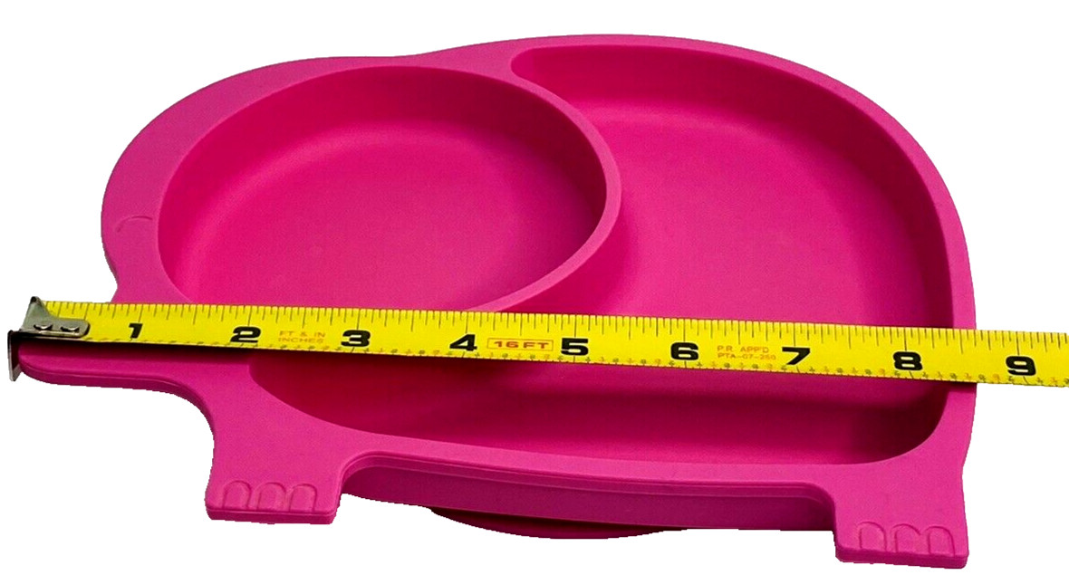 Sage Spoonfuls Pink Silicone Elephant Baby Toddler Kid Plate 8.5"