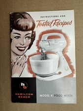 1950-60s HAMILTON BEACH FOOD MIXER MODEL K INSTRUCTION & TESTED RECIPE Booklet