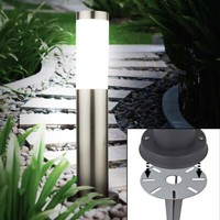 Led AußEn Steh Leuchte Edelstahl Strahler Silber Garten Erdspieß Hof Weg Lampe