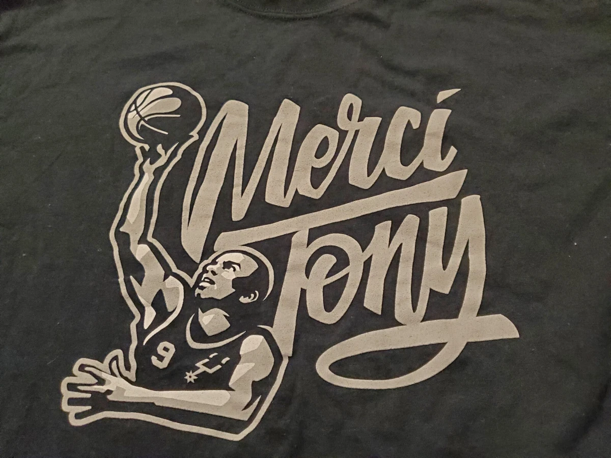 Tony Parker Merci Tony XL Retirement Shirt San Antonio Spurs NBA Basketball