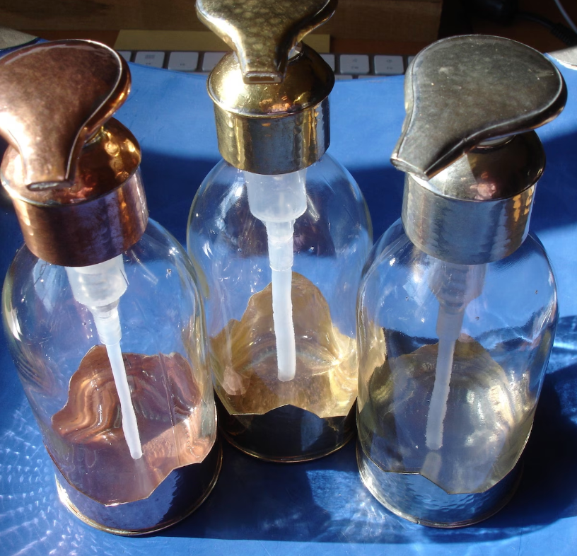 Moroccan hand hammered BRASS and glass fluid soap pump dispenser H16 cm 200 ml eBay