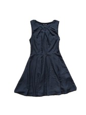 Express Women’s Fit & Flare Black Solid Dress Size 2 Sleeveless Round Neck Lined