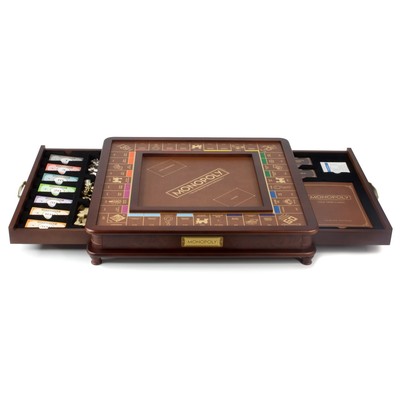 monopoly luxe cuir pions en bois complet