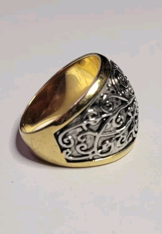 Vintage Premier Designs Scrollwork Silvertone & G… - image 4