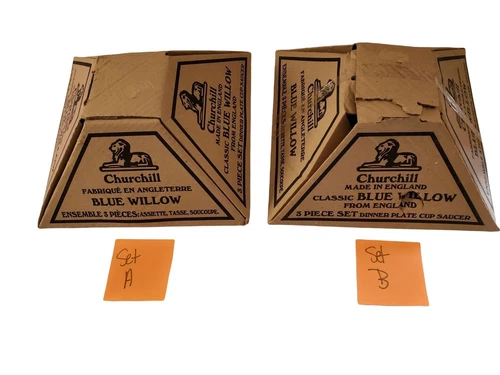 New Vintage Churchill Made in England Classic Blue Willow 3 Piece Set- SET B