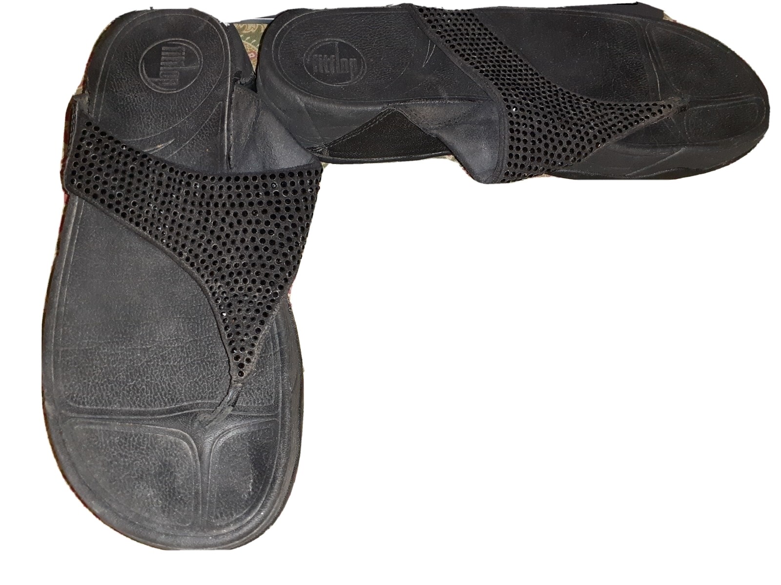 Fitflop EUR 41 US 9 black glittery comfort sandals flats shoes | eBay