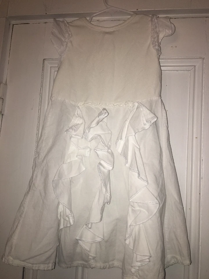 Naartjie Girls White Ruffled Tunic Dress Sz Small 4 Years Nov 2012 Line - Image 2 of 4