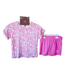 New Balance Shorts Set 6X Girls Pink Stretchy T-Shirt Mesh Shorts