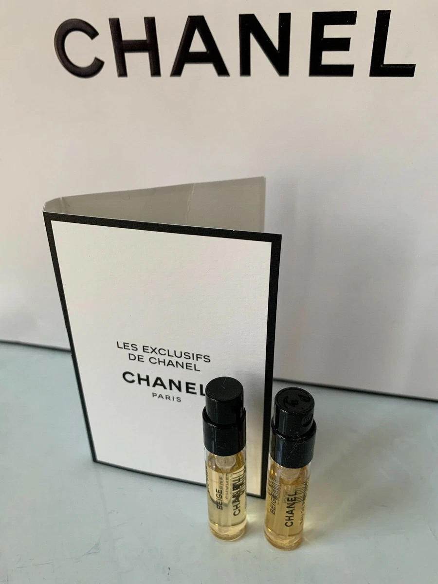 LOT of 2 CHANEL LES EXCLUSIFS( BEIGE) EAU DE PARFUM SPRAY SAMPLE 1.5ml/.05  oz