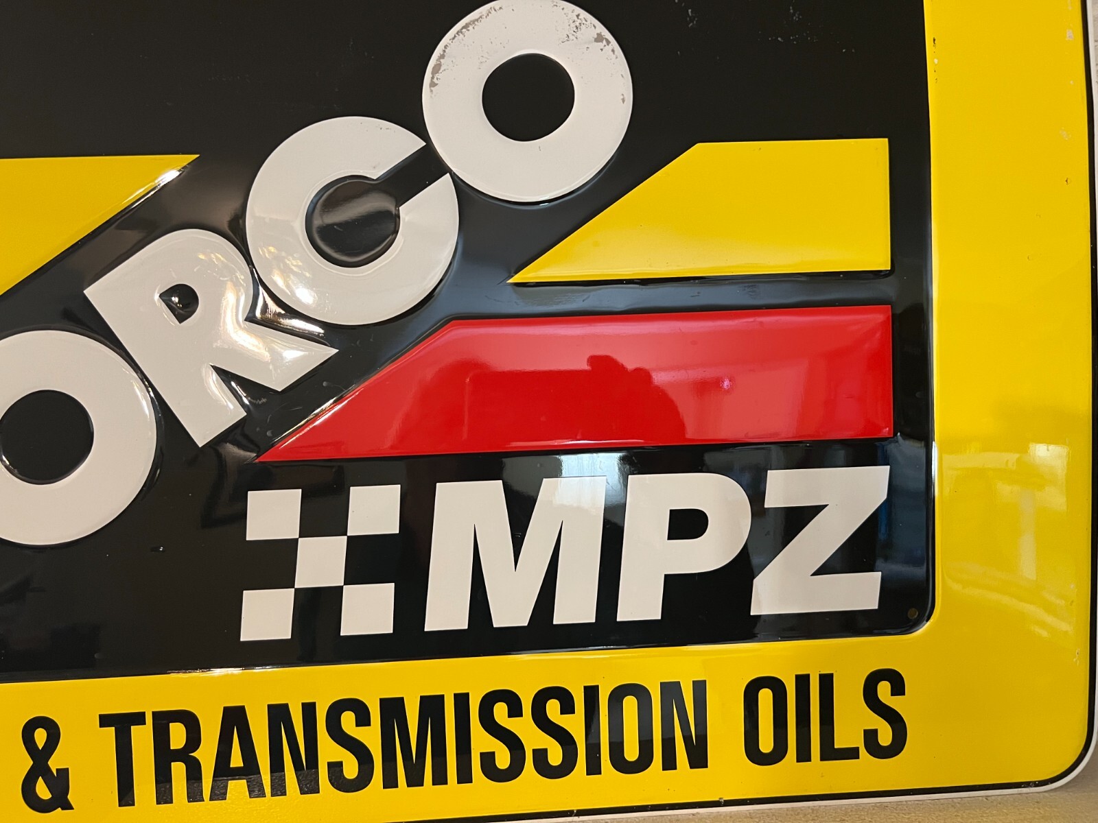  Vintage Torco MPZ Smokeless Double Sided Embossed Metal Sign 24 x 36"