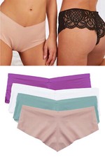 6 Women Floral Back Lace Panties Laser Cut Boyshorts Underwear S M L XL 2064