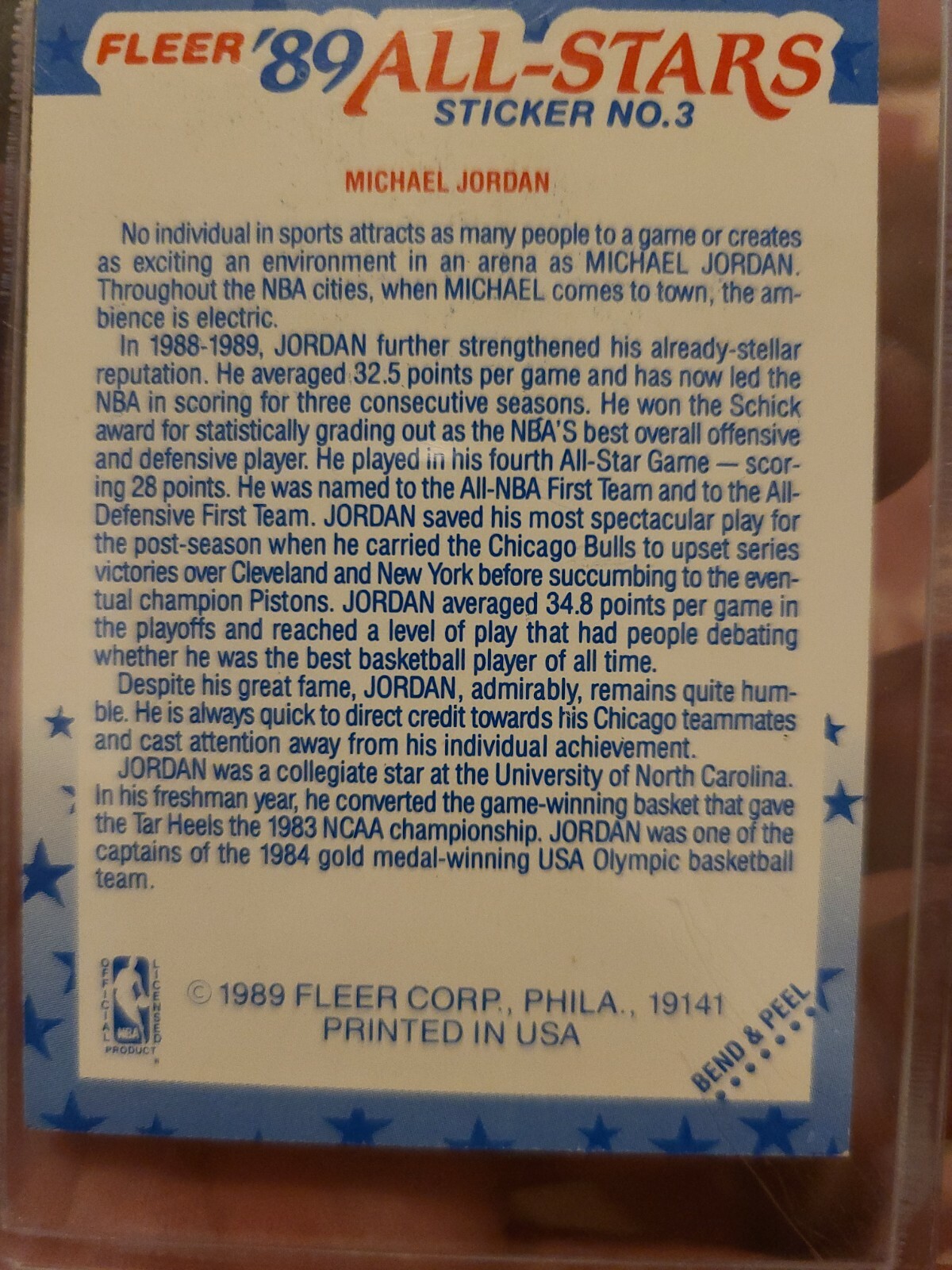fleer 89 all stars michael jordan