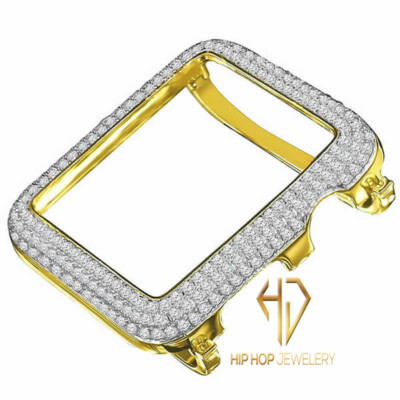 Apple Watch Series 4 Custom Bezel 44 mm 14K Yellow Gold Tone Bracelet 9 Row Band