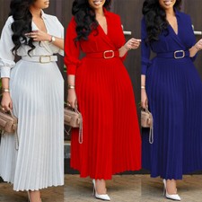 Womens Dress Casual Costume Evening Suit 3/4 Sleeve High Waist Elegant V Neck