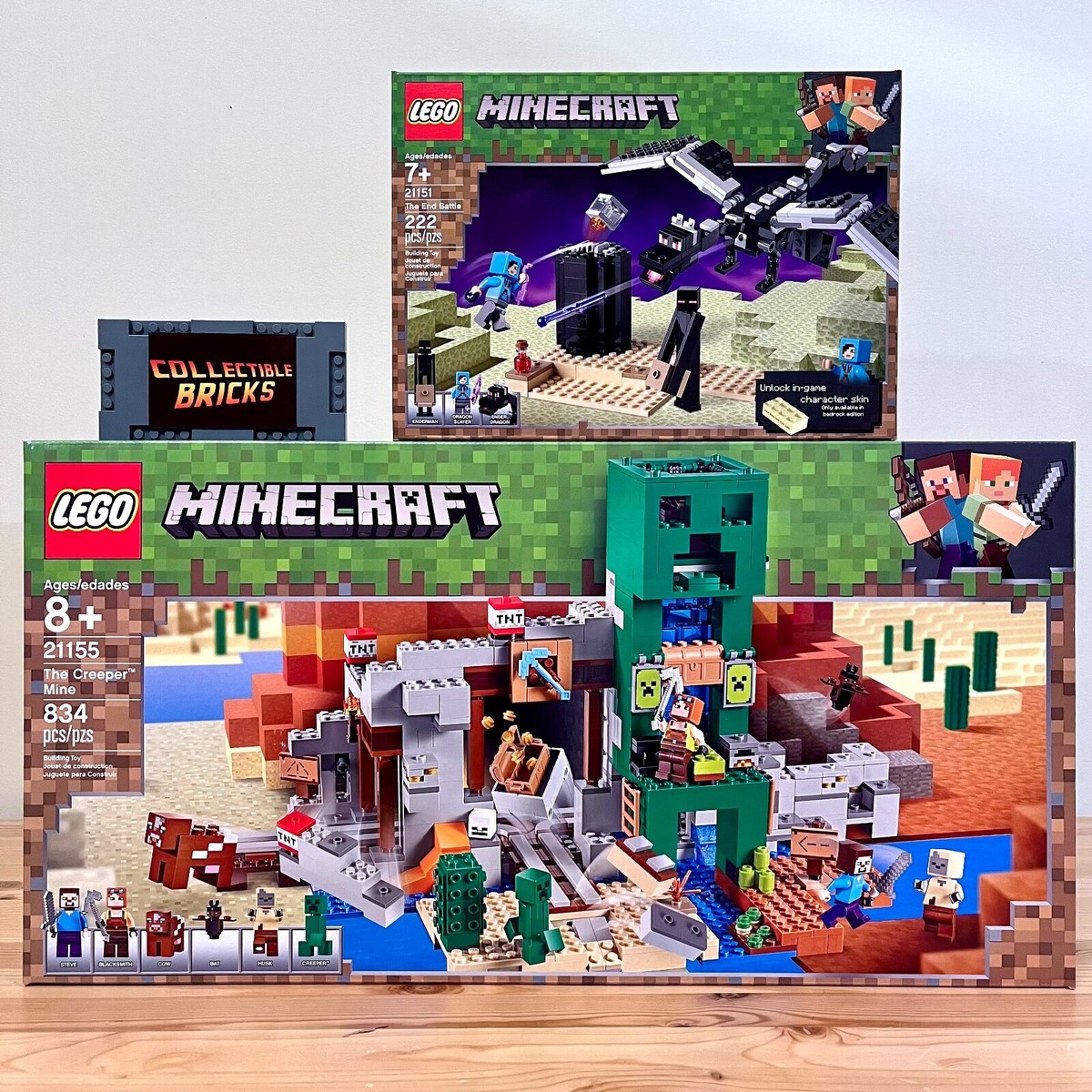 LEGO Minecraft Lot of 21155 Minecraft Creeper Mine + 21151 The End