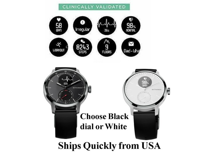 Withings Scanwatch 42MM Black or White Dial Imported from France ships from US. Withings Scanwatch 42MM Black or White Dial Imported from France ships from US.