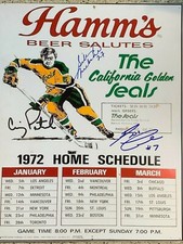 REGGIE LEACH CRAIG PATRICK MELOCHE SIGNED 1971-72 CALIFORNIA GOLDEN SEALS 8X10
