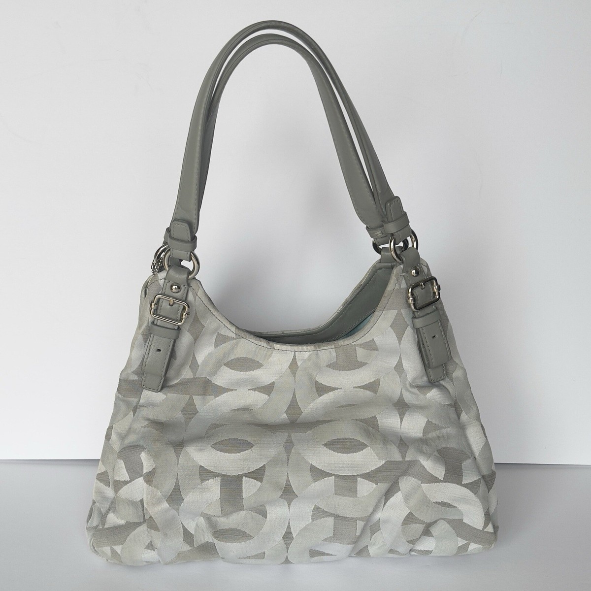 Coach Madison Shantung Chainlink Maggie Handbag Grey Silver