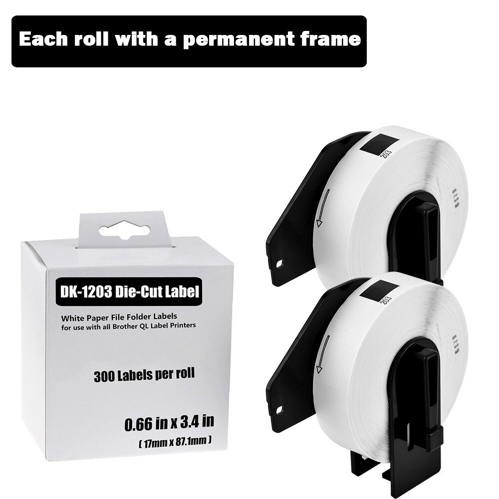 2Rolls File Folder 300 Paper Label DK-1203 for Brother QL-550 Printer ...