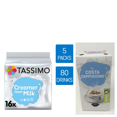 Tassimo Milk Pods Cappuccino Milk Creamer T Discs 5 Packs (80 Drinks) eBay