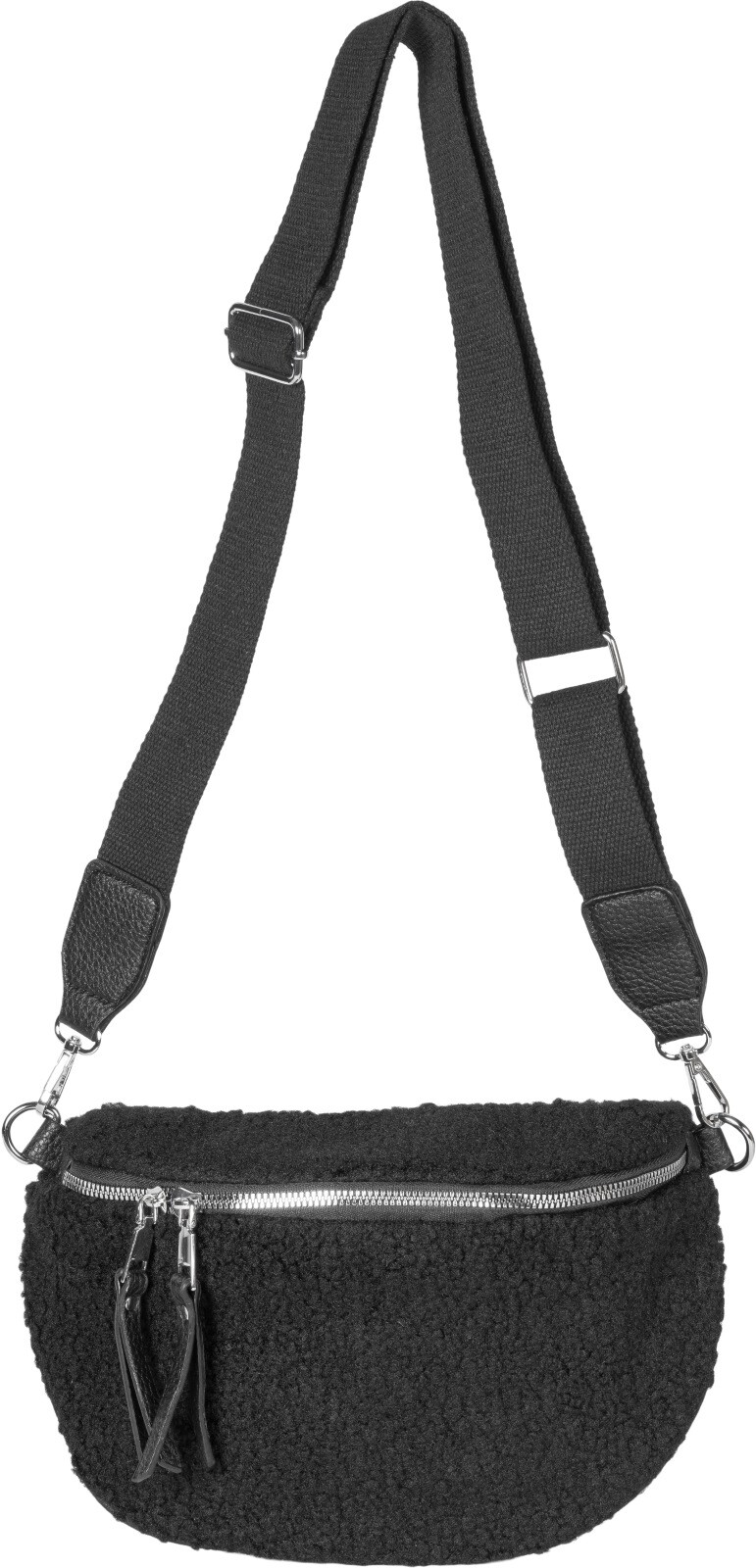 Bolso bandolera media luna de peluche para mujer bandolera ajustable
