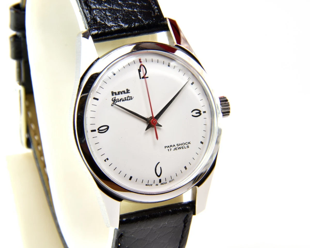HMT Janata Art Deco White 17 Jewels Para Shock Hand Winding