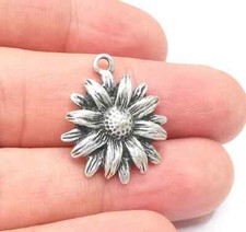 Flowers Plant Charms, Sun flower Charms, Daisy Charms, Antique Silver Plated