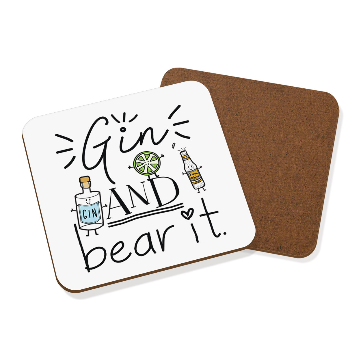 Gin And Bear It Coaster Drinks Mat - Funny Grin Joke