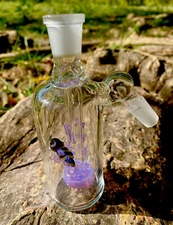 Bee design 14mm Shower Head Glass Ash Catcher 45 degree (pink Slime)