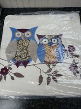 Decorative Owl Throw Pillow Cover,18"X18",cream color, owls, flowers, decor, NEW