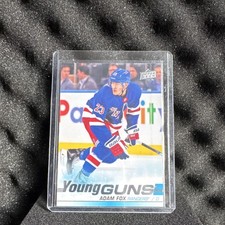 Upper Deck 2019-20 Young Guns Rookie Adam Fox Rangers #228 Hockey Card. rookie card picture