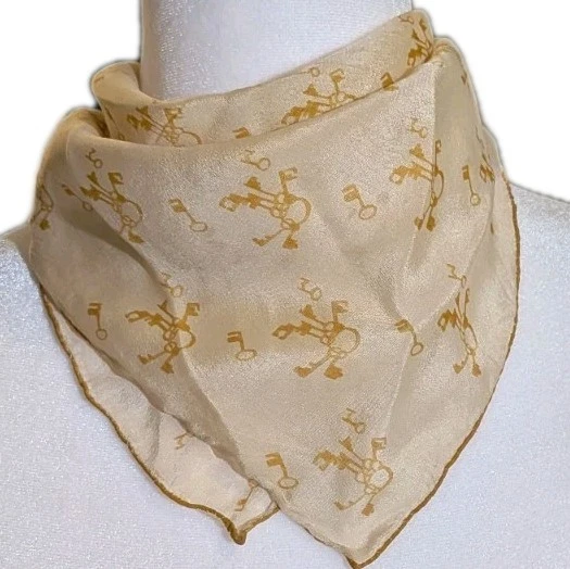 De Colección Bufanda Borde Enrollado a Mano Llaves Esqueleto Diseño Monocromático Retro Pañuelo para el Cuello  Foto 4 de 4