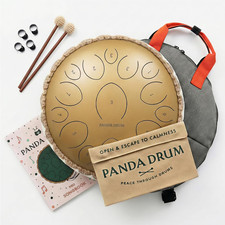Pro (Sandstone) | Steel Tongue Handpan with Music Book, Mallets, Carrying Bag &