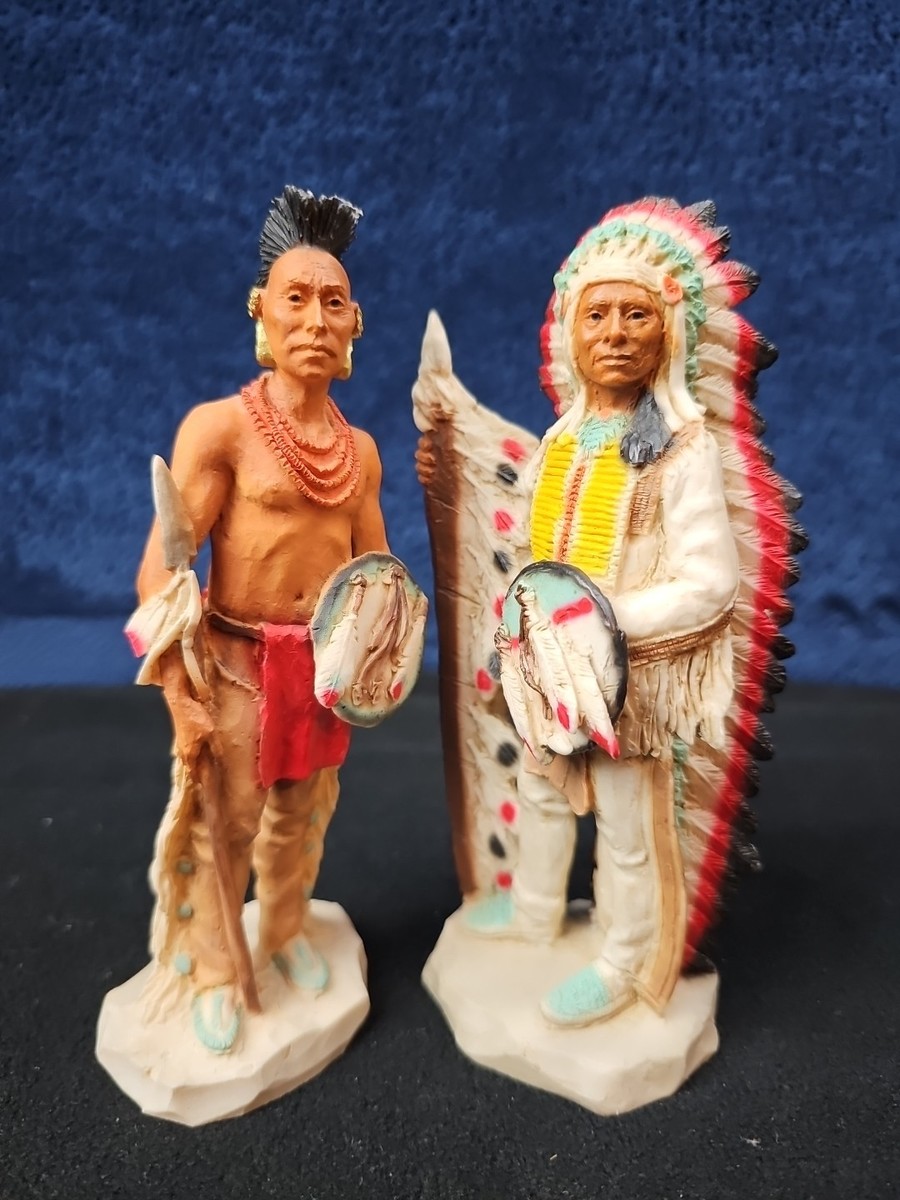 Castagna Native American Indian FIGURINE LOT OF 2 Italy EXCELLENT