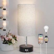 ROTTOGOON 3-Color Temperature Bedside Lamp Nightstand with USB A Cream