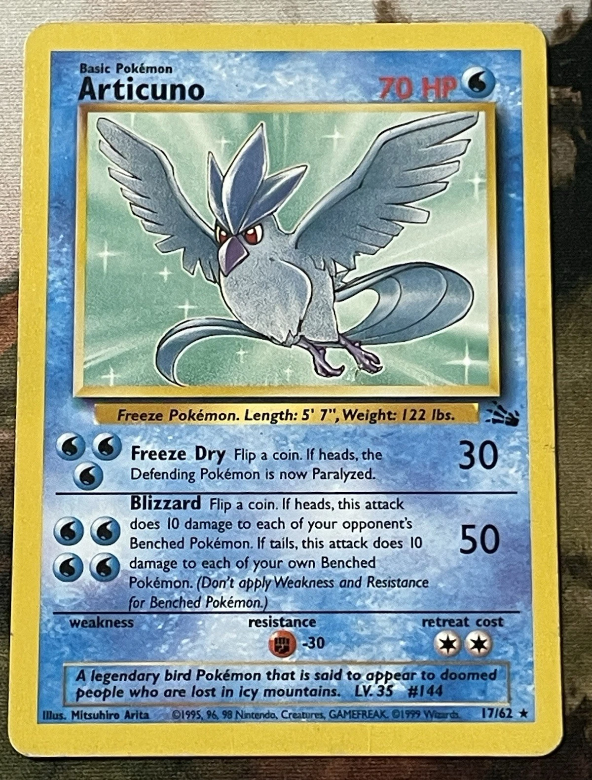 Wizards of the Coast Articuno Fossil 17/62 Holo Rare Unlimited EN 1999