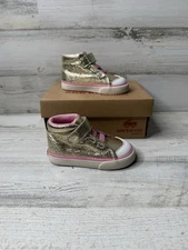 See Kai Run Belmont II High Top Sneakers Shoes Gold Shine Baby Girl’s Size 5 NIB