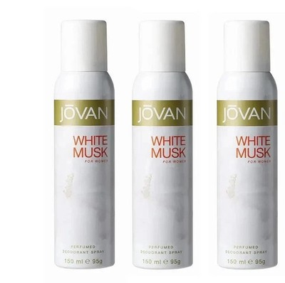 3 BOTTLES OF Jovan White Musk for Women 150ML Cologne Body Spray