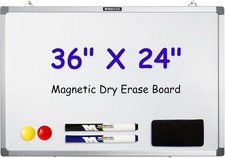 Dry Erase Board Magnetic White Board Wall 36  x 24  Whiteboard W/ 2 Markers  2